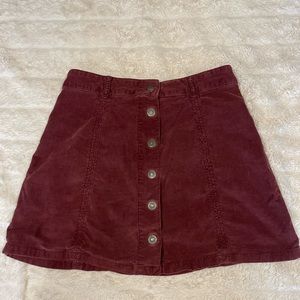 AE Button Down Velvet Skirt